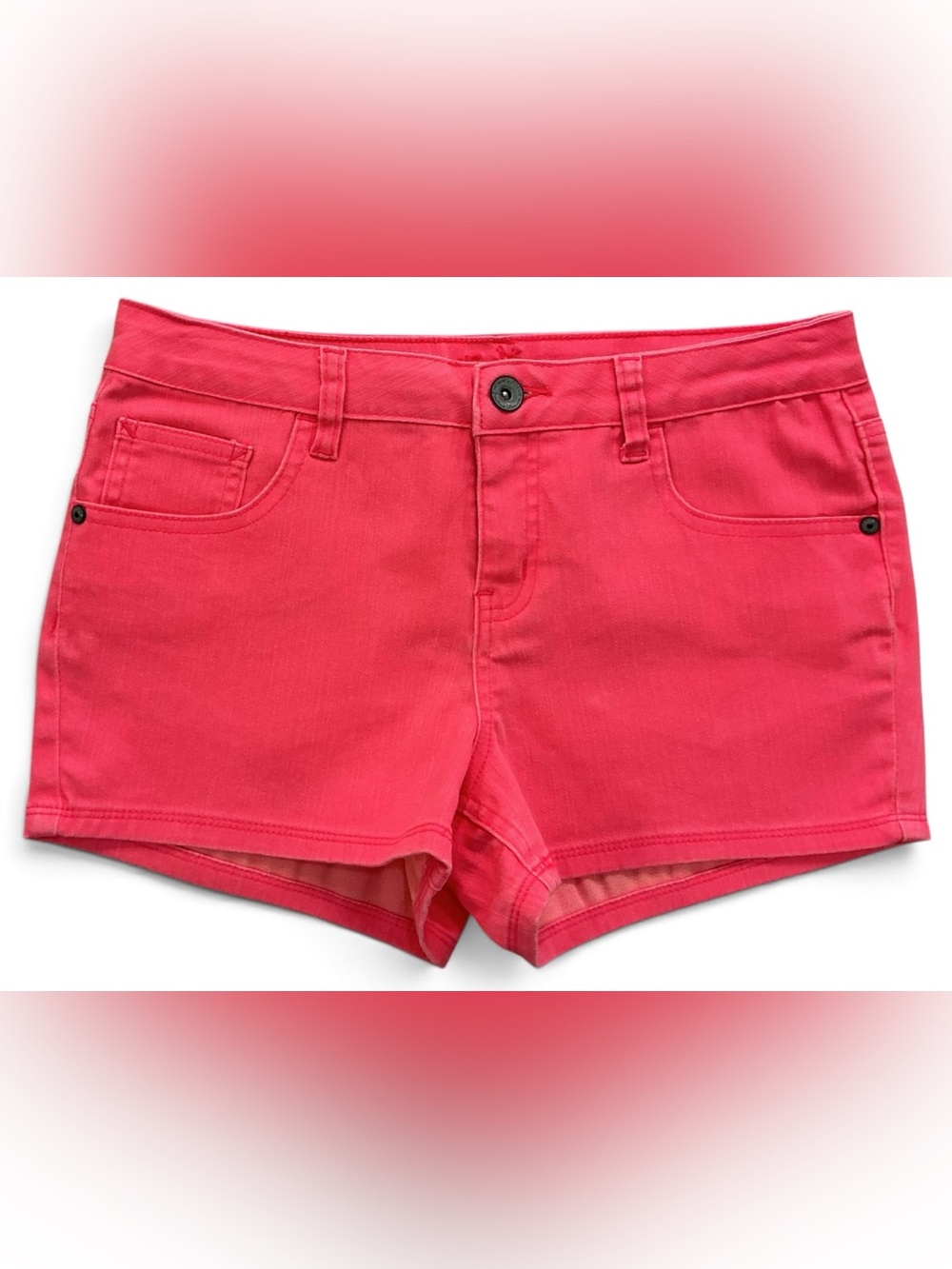 Justice Girls Pink Twill Denim Shorts Size 14.5 Plus Stretch Mid Rise NWT